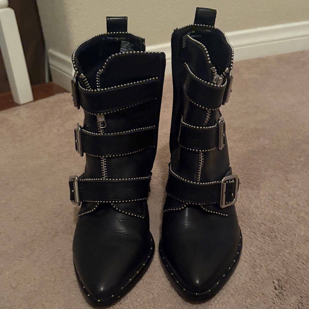 Steve Madden Black Buckle Combat Boots